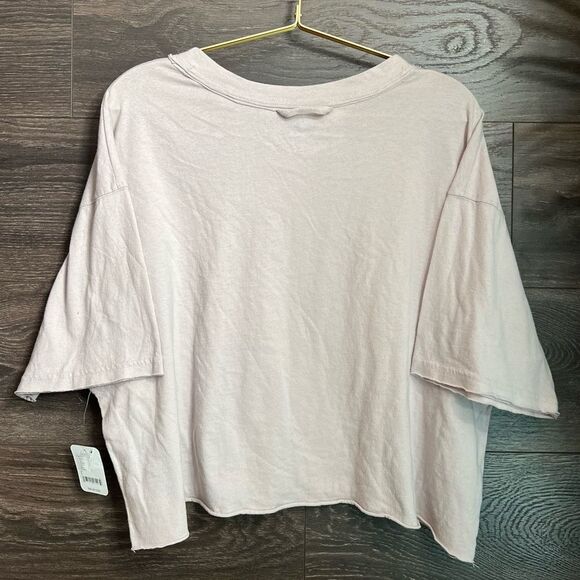 Free People Movement Inspire Oversized Logo Cropped Tee, Oyster Combo-Small. NWT - Picture 6 of 13